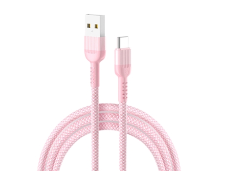 Cable de datos universal de 1,2 m/2 m cable trenzado de carga súper rápida antibobinado cable cargador de viaje para teléfono móvil tipo C-rosa cla...