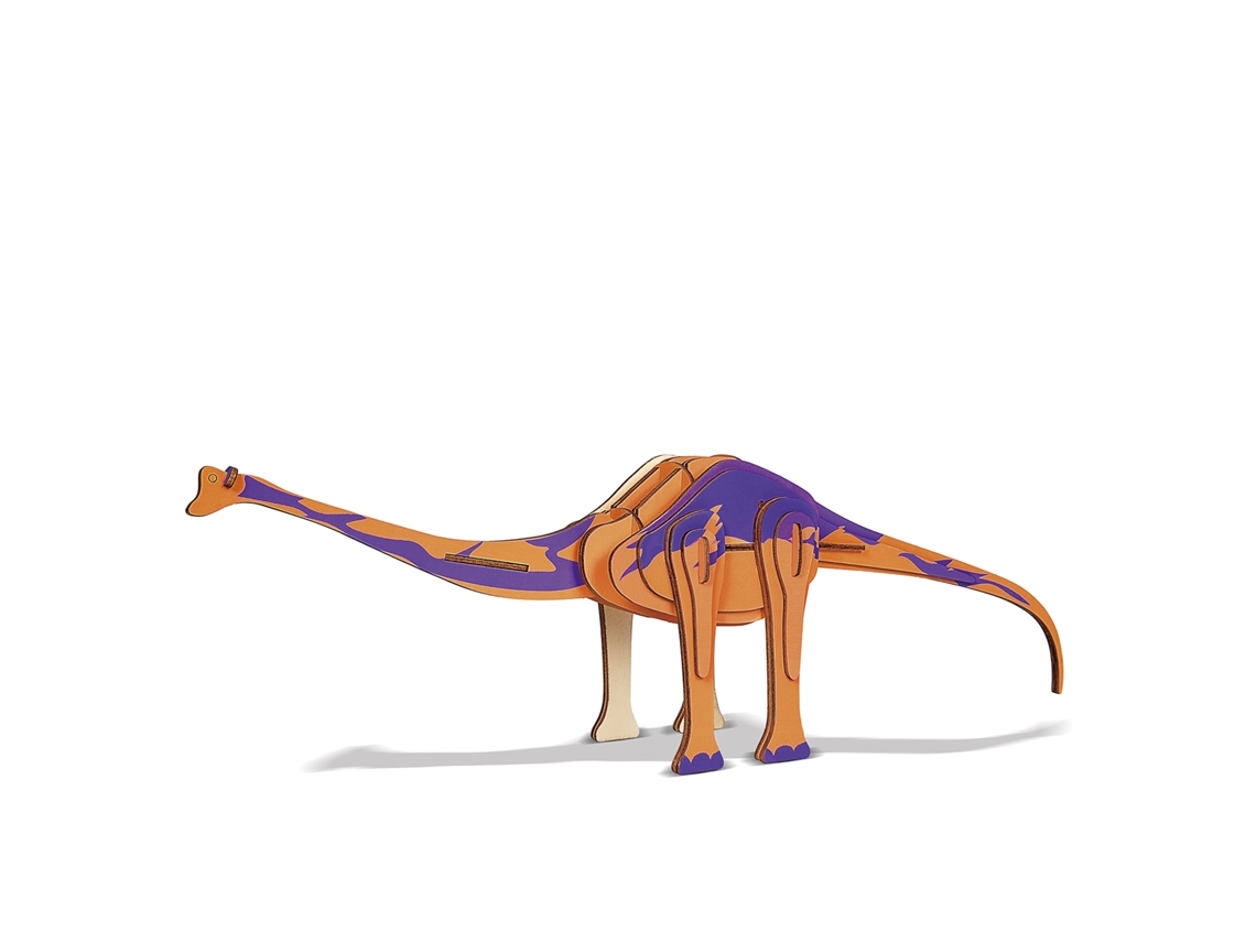 Rompecabezas 3D de madera XL Amargasaurus, 39 piezas. 50 x 9,2 x 14,5 cm.