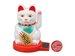 Rebe-gato Da Sorte Com Braço Móvel Solar Para Boas-vindas E Dinheiro Da Fortuna Good Luck Branco