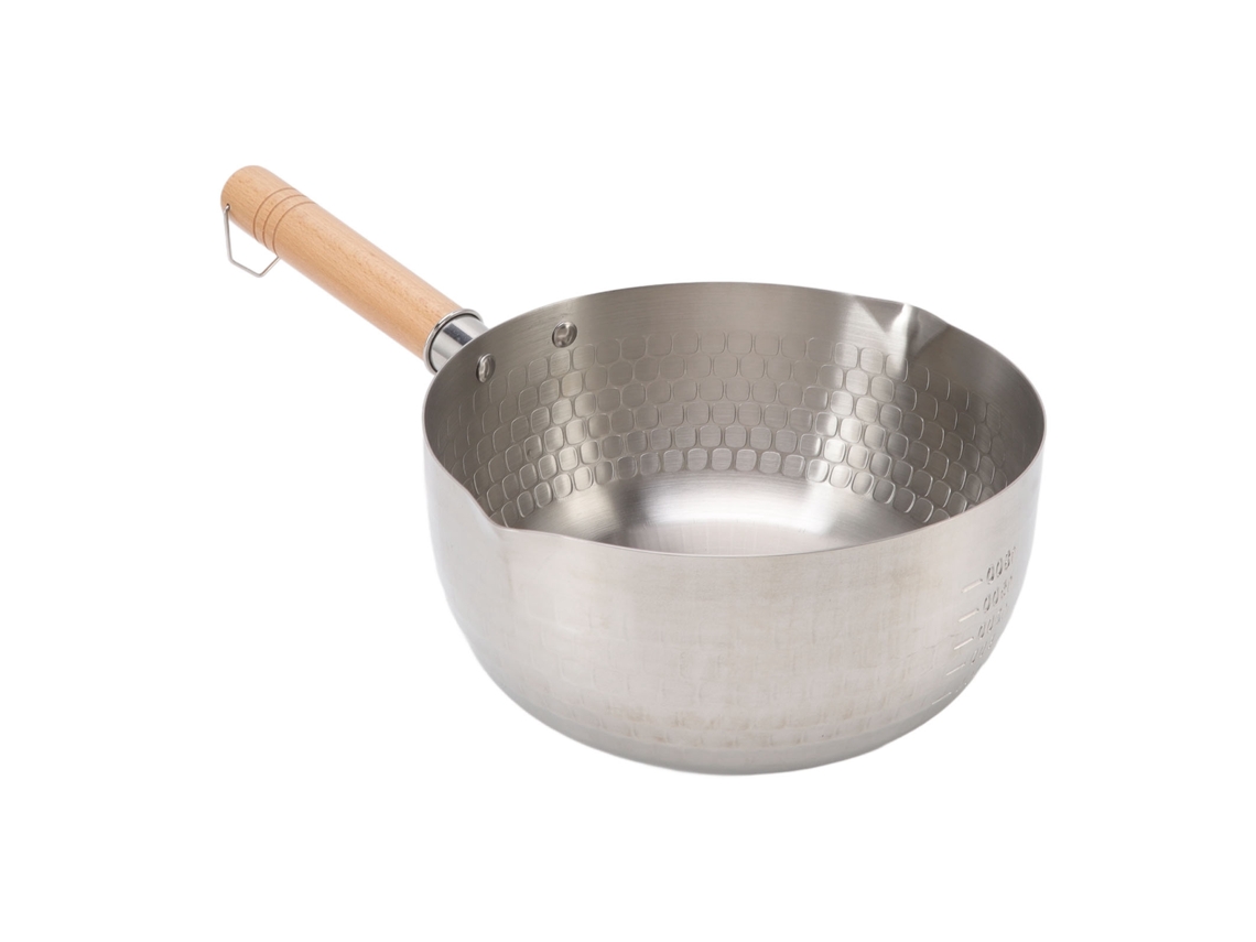 Olla Antiadherente De Acero Inoxidable De 20 Cm Con Mango De Madera Para Leche, Pasta, Sopa Y Cocción.