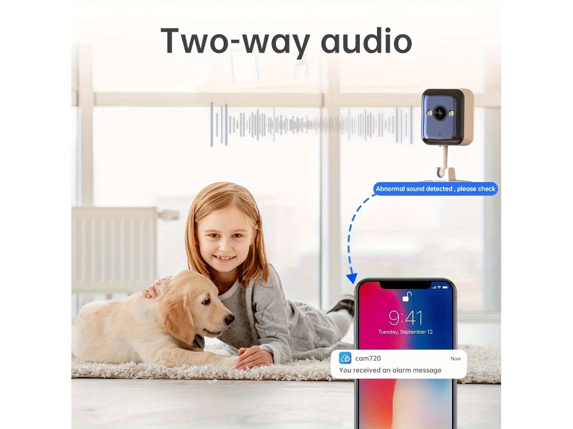 Cámara Wifi Con Audio Bidireccional | Visión Nocturna A Todo Color, Detección De Movimiento, Comunicación Bidireccional, Resolución Hd 1080p