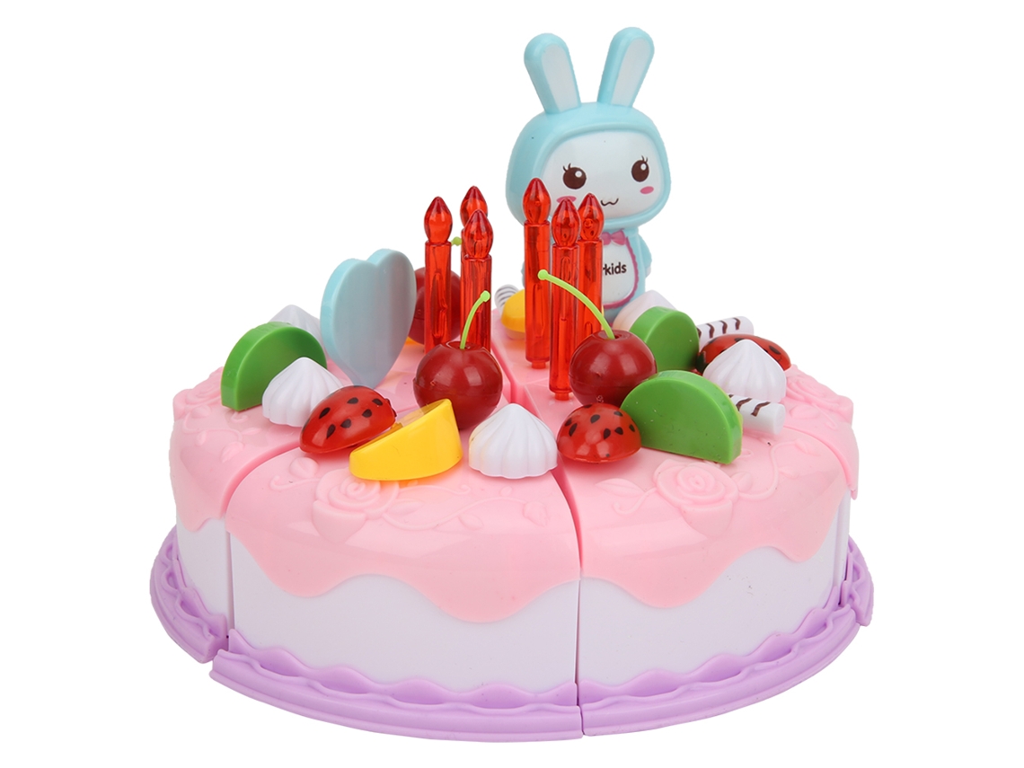 Ats-juguete Educativo De Simulación De Pastel De Cumpleaños Diy Para Niños Y Niñas, Color Rosa