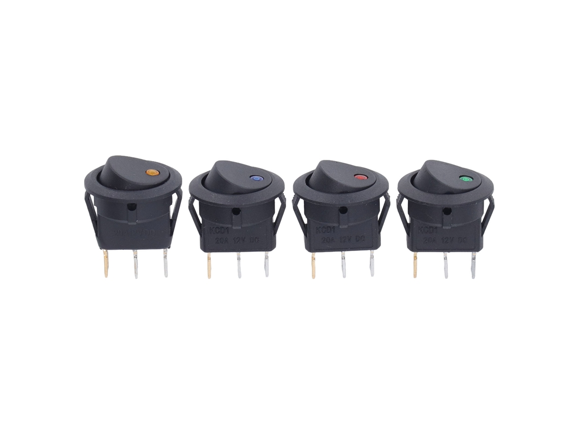 4pcs Interruptores De Luz Led Redondo 12v 3 Pines 2 Posiciones Para Barco Interruptor Rocker Toggle