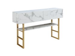 Aparador blanco con espejo y tiradores de cristal, para salón y comedor, 147,5 x 40 x 102 cm Ehstmind