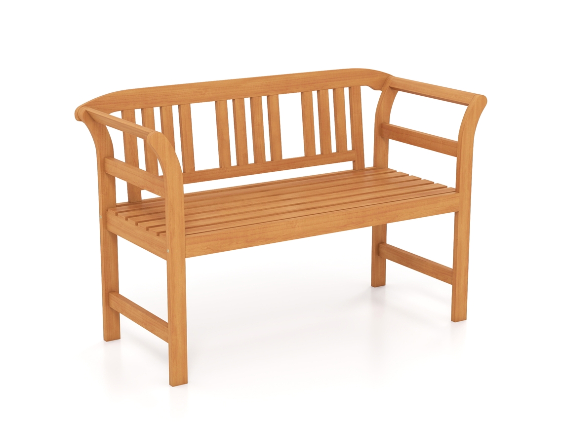 Banco Jardín De Madera Acacia Costway Con Respaldo Y Reposabrazos (carga 360 Kg - Madera De Acacia - Natural)