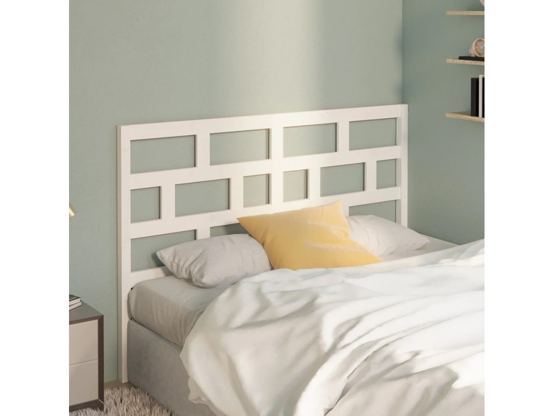 Cabecero De Cama Madera Maciza De Pino Blanco 146x4x100 Cm
