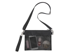 Bolso bandolera de malla negra para mujer, bolso cruzado transparente informal