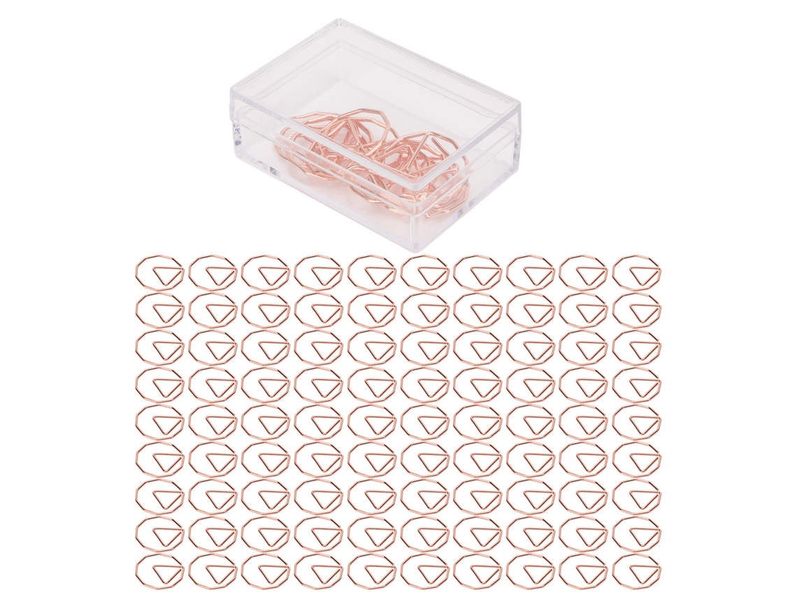 100 Clip Papel Oro Forma Única Bonita Ligero Portátil Proceso Electrodeposición Metal Con Caja Almacenamiento Polígono