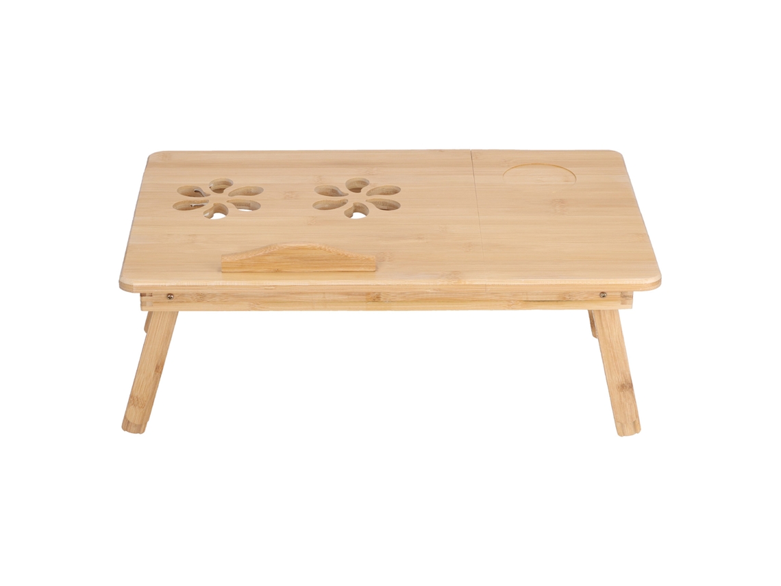 Mesa plegable y ajustable de bambú portátil para ordenadores portátiles grandes