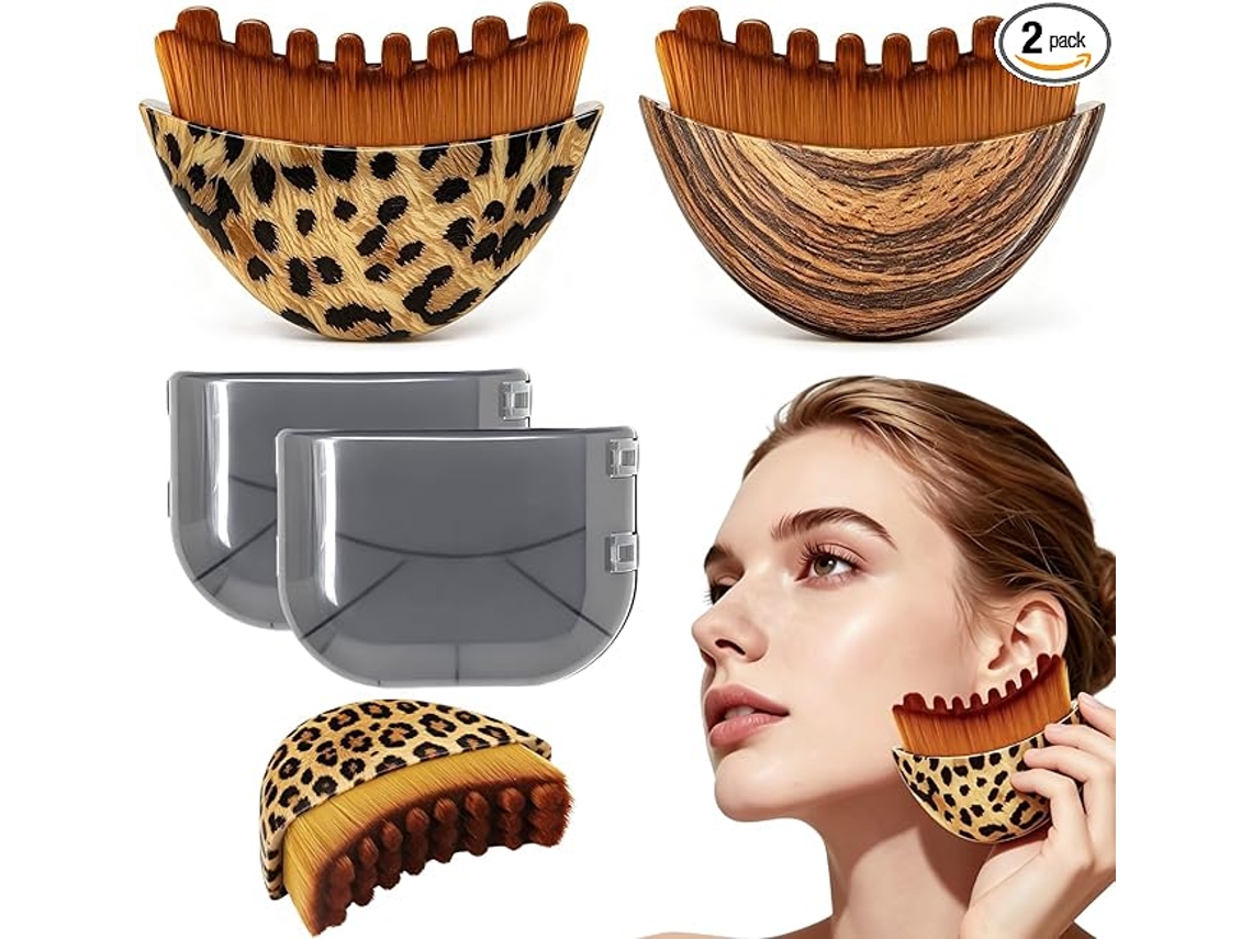 Cepillo Facial Para Drenaje Linfático, Ideal Para Dar Forma Al Rostro Y Reducir La Hinchazón. Cabezal Ultrasuave, 2 Piezas Marrón Siurn