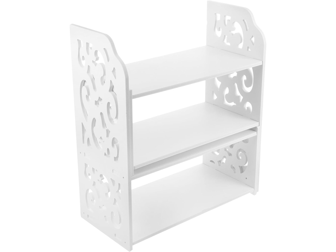 Estantería De Oficina De Madera Blanca, Estante Compacto Independiente, Decoración De Superficie Lisa Y