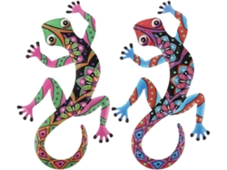 Decoración Pared Gecko Hierro 2 Piezas Interiores Exteriores Estilo Único Adorable Hoteles Cafeterías