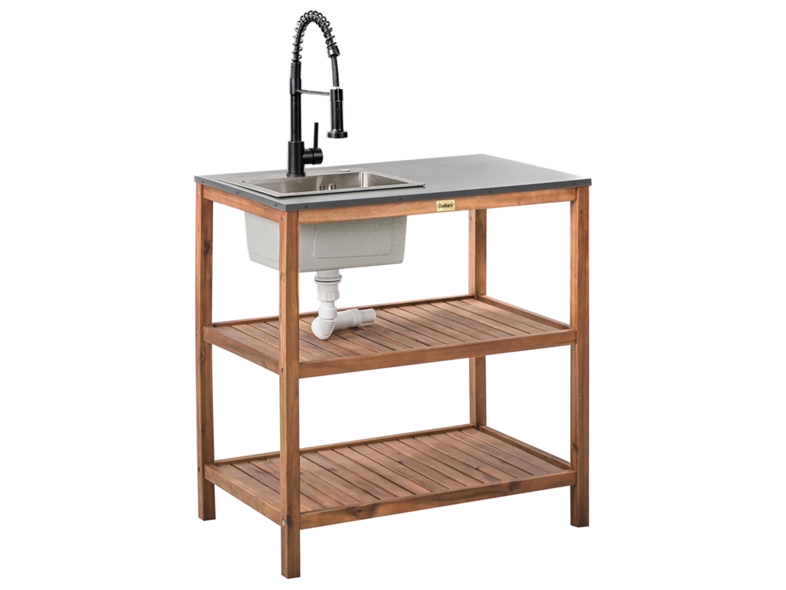 Cocina de jardín Beliani Brucoli en madera de acacia marrón 80x50x83
