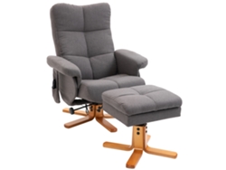 Sillón Relax Reclinable Con Reposapiés 10 Puntos De Masaje Giratorio Mando A Distancia Bolsillo Lateral Gris Oscuro