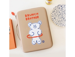Funda para tableta de 11 pulgadas con diseño de osito de peluche, resistente a los golpes, color beige claro y dorado