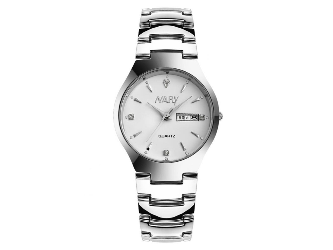 Reloj Analógico De Cuarzo Con Correa De Acero Inoxidable Para Hombre Nary Calendar White