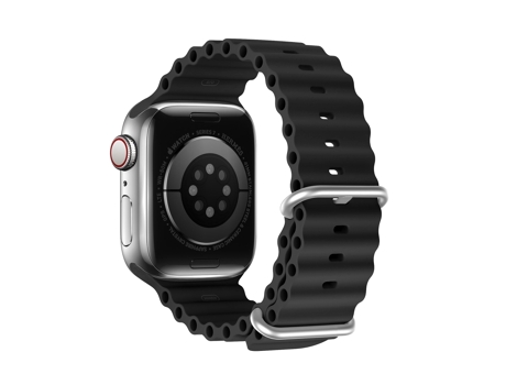 DUX DUCIS Correa de reloj de silicona Sea Wave para Apple Watch Series 8 y 7 45 mm / SE 2 y 6 y SE y 5 y 4 44 mm / 3 y 2 y 1 42 mm (negro)