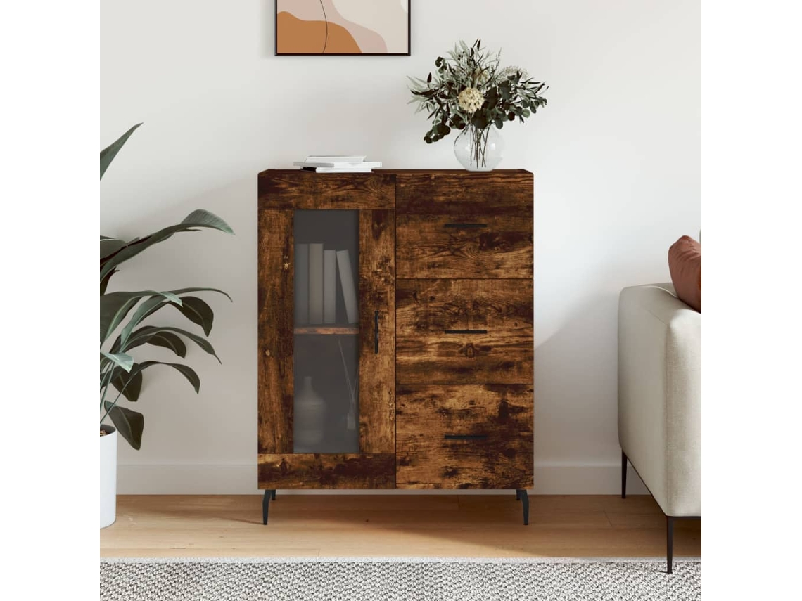 Aparador De Madera De Ingeniería Roble Ahumado 69,5x34x90 Cm