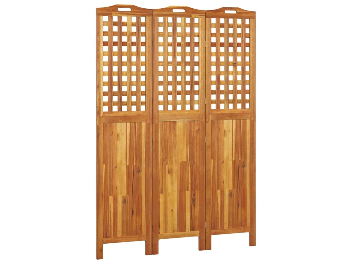 Biombo de 3 paneles, madera maciza de acacia, 121,5x2x180 cm, MAISON EXCLUSIVE