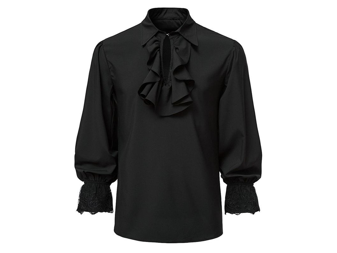 2026-camisa Steampunk Vintage Con Volantes Manga Larga Para Hombre Cosplay Casual