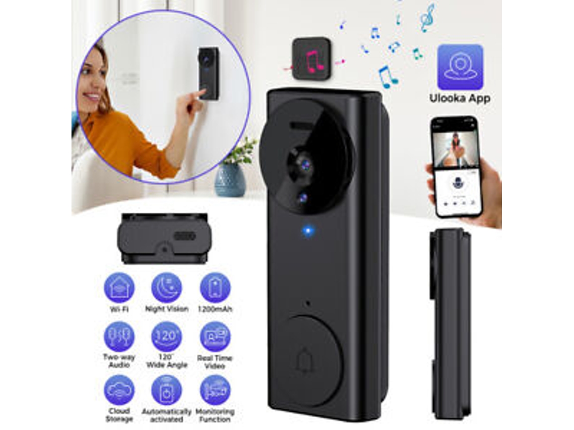 Timbre inalámbrico con wifi, intercomunicador, cámara de vídeo, timbre, cámara de seguridad Zeuxo