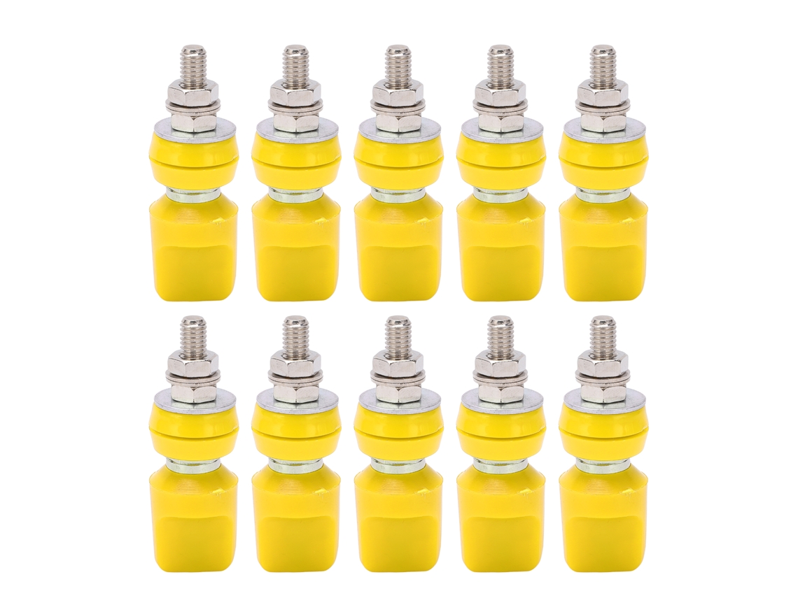 Terminal De Corriente M6 60a De Latón Niquelado Con Conector Banana De 4 Mm, Amarillo J.50019 (1)
