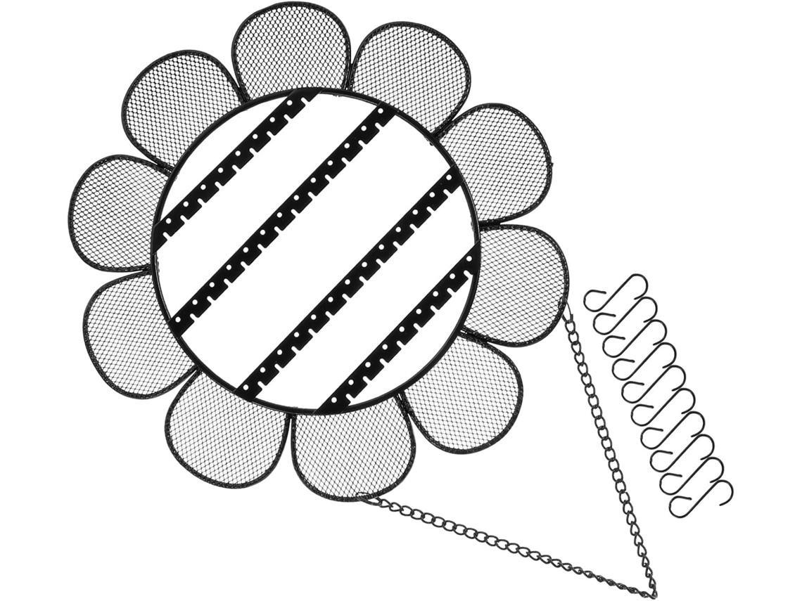 Ganchos Pendientes Negros Forma Girasol Organizador Hierro Anillos Tienda Mostrador