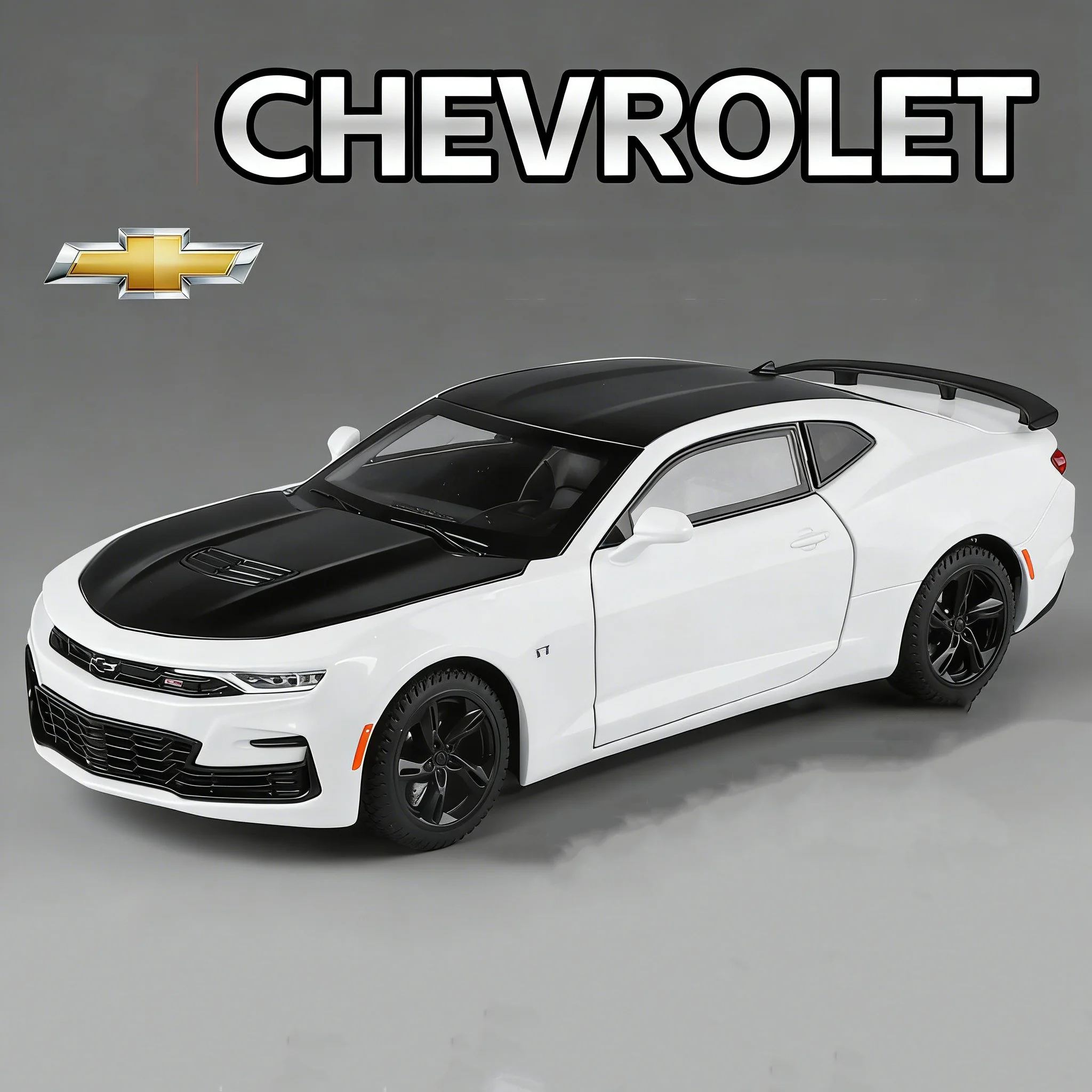 Coche De Juguete (blanco) A Escala 1:24, Fabricado En Metal Fundido A Presión, Con Efectos De Sonido Y Luz.