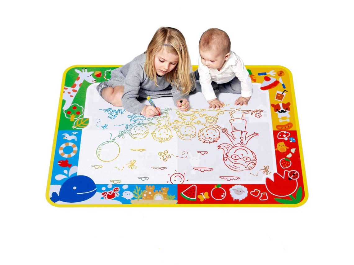 RNEMITERY Juguetes educativos reutilizables para niños pequeños, tapete de agua para garabatear con desarrollo creativo, bolígrafos mágicos portátiles para colo