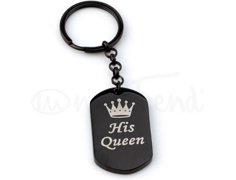 Llavero MISSTREND His Queen Acero Inoxidable Mujer (Negro - 45mm37mm)