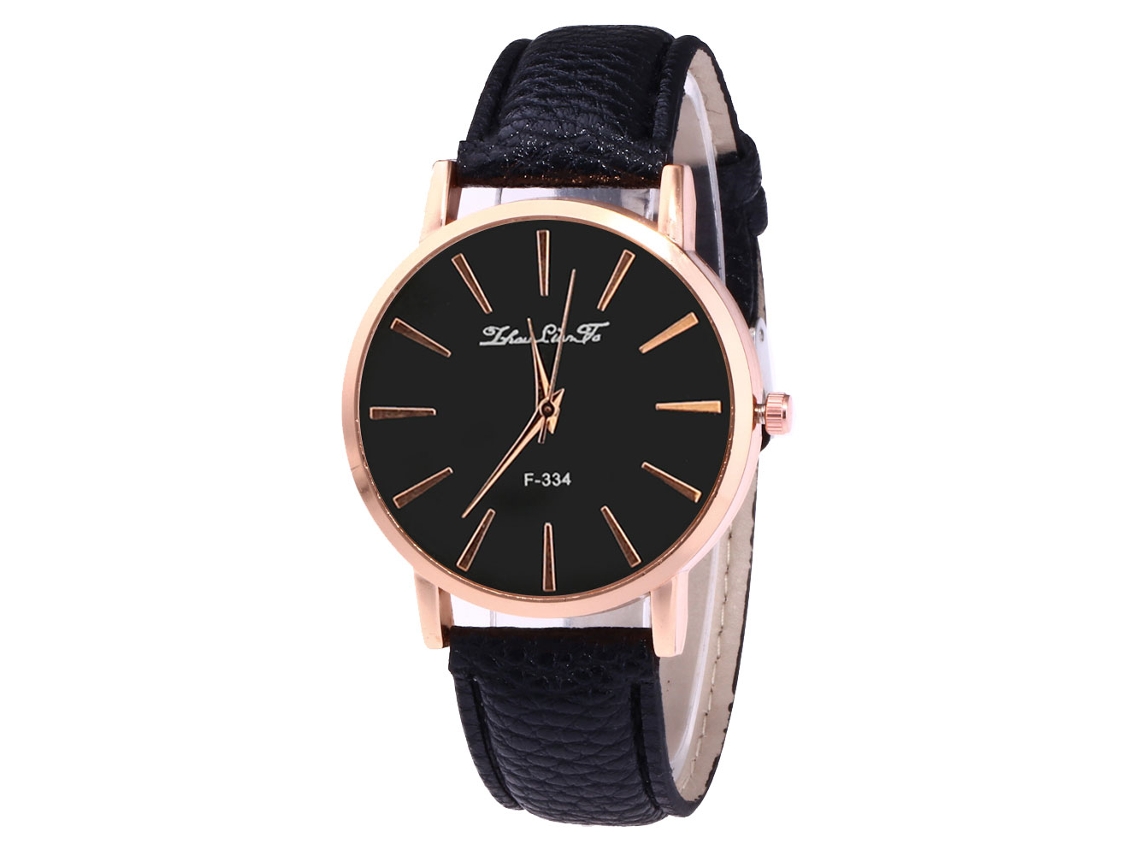 Reloj Hombre De Cuero Pu Moda Ocio Reloj De Cuarzo F334-ma-2 Negro