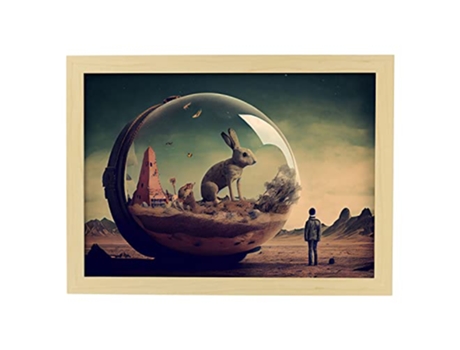 NACNIC Poster Liebre En Estilo Surrealismo Cinematográfico Ilustraciones Y Grabados De Historieta Abstracta Y Artística A3 Marcos Madera