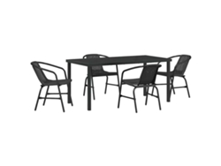 Conjunto De Comedor De Jardín 5 Uds | Mueble De Jardín Negro