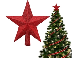 Estrella Brillante Para La Cima Del Árbol De Navidad, 20 Cm, Adorno Navideño Rojo, Ideal Para Decoración, Ergonómico, Para Uso Diario.