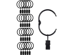 Rebe-20 Anillos De Cortina De Metal Apertura Fácil, Diámetro Interior 38mm, Para Cortinas Pesadas Y Ligeras (negro)