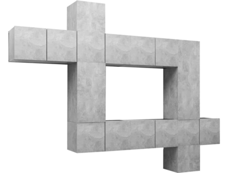 Conjunto 10 de muebles de salón VIDAXL madera ingeniería gris hormigón