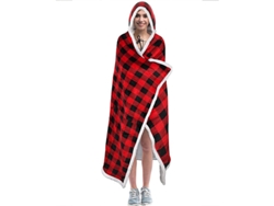 Manta Con Capucha, Manta Cálida Para Usar, Manta Unisex Con Capa Cálida (cuadros Rojos) Cuich