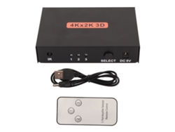 Conmutador De Interfaz Multimedia Hd 3 En 1 Con Salida 4k A 30 Hz Y Control Remoto. Compatible Con Hdcp 3d.
