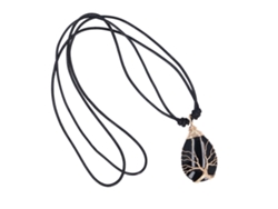 Collar Con Colgante De Piedra Curativa De Obsidiana, Collar De La Suerte Y La Prosperidad, Unisex.