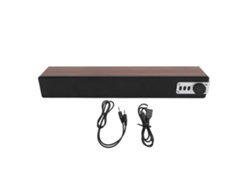 Barra De Som Bluetooth Portátil Com Dois Alto-falantes Compacta Multifuncional Para Casa E Estudo Cor Marrom Madeira