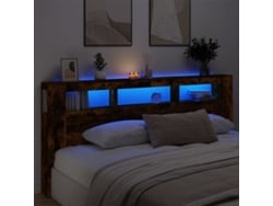 Cabecero Led Madera Ingeniería Roble Ahumado 220x18,5x103,5 Cm