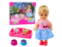 Mini juego de muñecas con dos cachorros, cama y comedero B.active