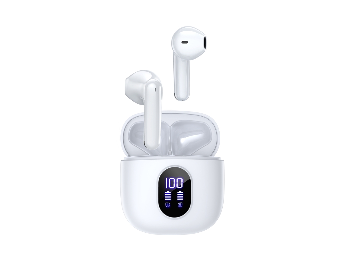 Auriculares inalámbricos Bluetooth con cancelación de ruido, pantalla digital y función de enc. Mdug (blanco)