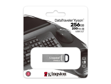 Kingston Technology Datatraveler Kyson Unidade de Memória Usb 256 Gb Usb Type-A 3.2 Gen 1 3.1 Gen 1 Prateado