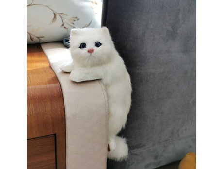 Simulación de Piel Realista Felpa Gato Muñeca Modelo Animal Blanco Derecho