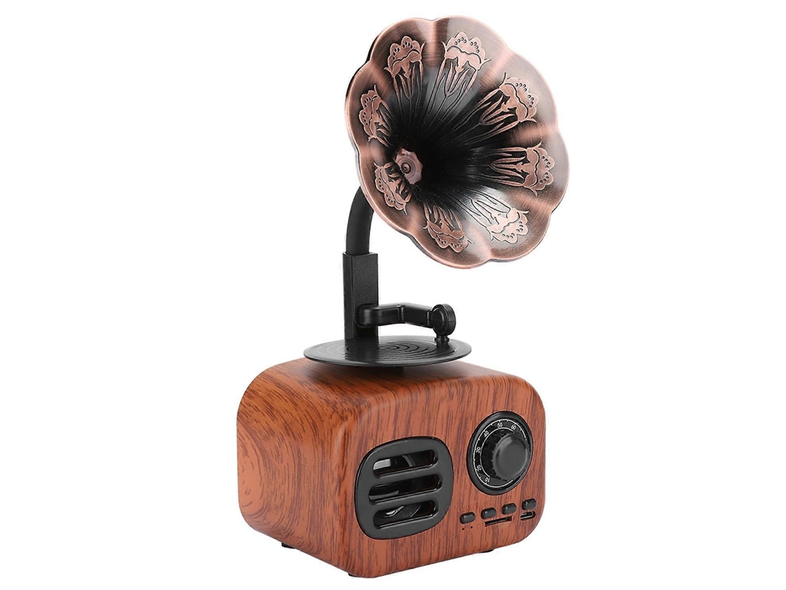 Mini altavoz inteligente Bluetooth retro, altavoz portátil, reproductor de música para escritorio, portátil, color nogal Yunzii