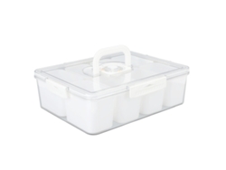 Bandeja de servir dividida con tapa y asa, de plástico sellado, 8 compartimentos, recipiente transparente para aperitivos, fruta, bandeja y caja de almacenamiento.