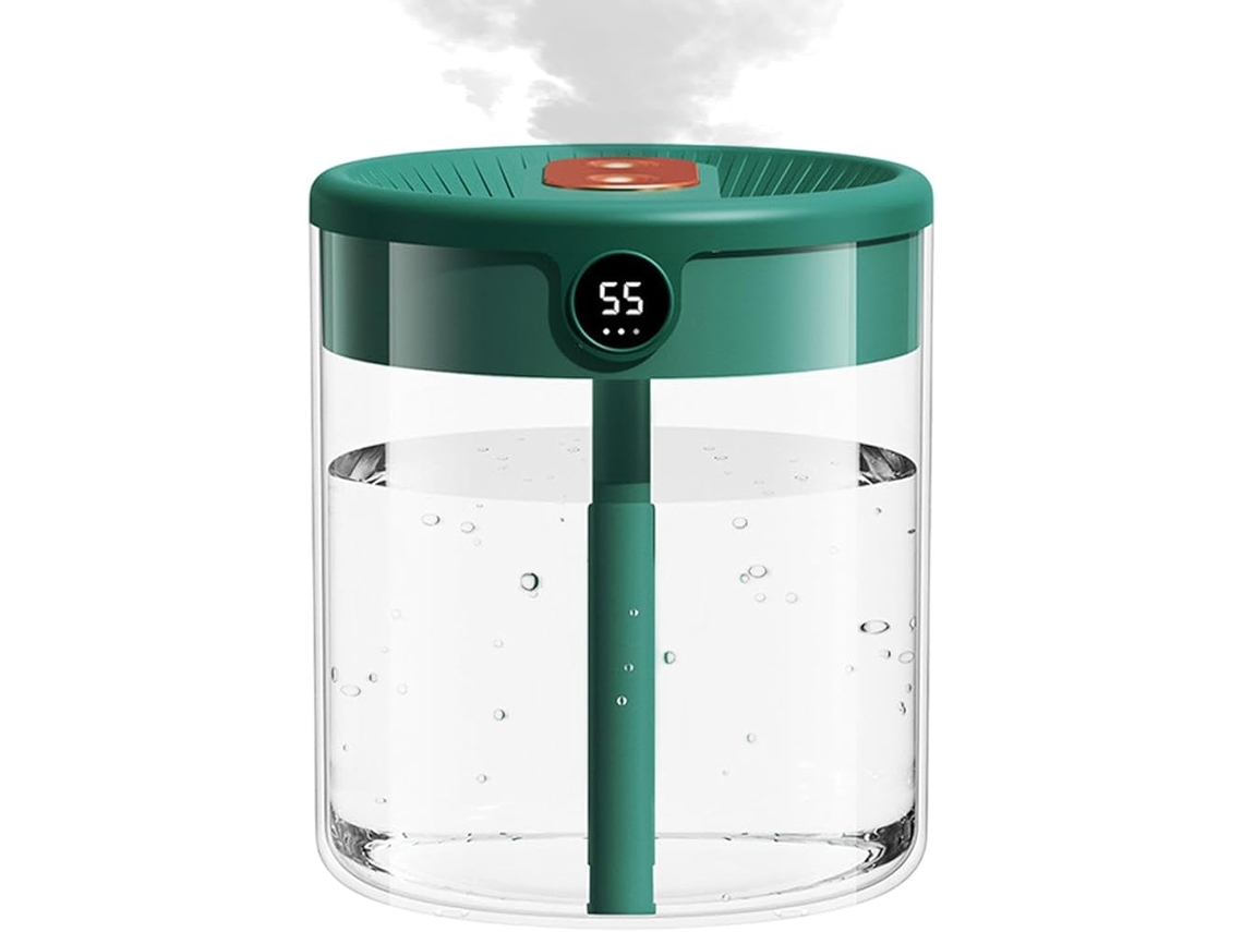 Humidificador Digitallab de doble pulverización de 2000 ml, pantalla digital silenciosa, pulverización de nanonivel (verde)