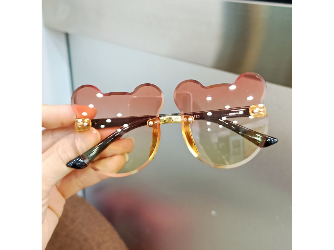 Gafas de sol con diseño de flores de dibujos animados para niños, exclusivas del sudeste asiático, en color rosa y amarillo.