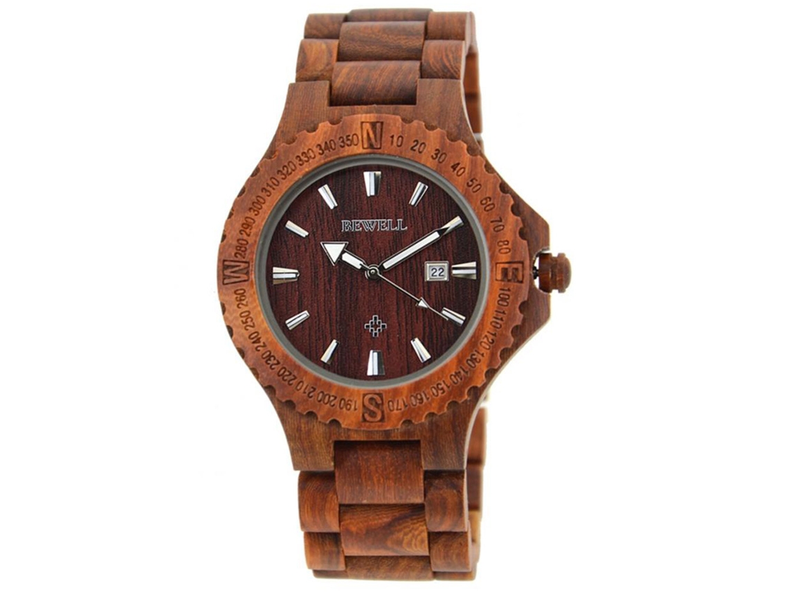 Reloj De Madera Unisex Bewell Paorosa De Moda Con Movimiento De Cuarzo
